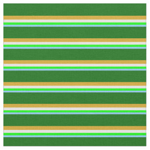 Tissu Ciel clair bleu, chaux, blanc, verge d'or, vert fo