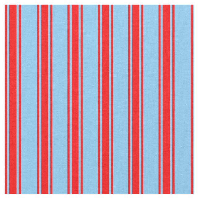 Tissu Ciel clair bleu et Motif rouge (Fermer)