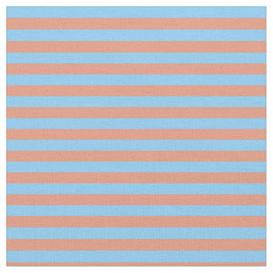 Tissu Ciel clair Bleu et Saumon foncé rayures
