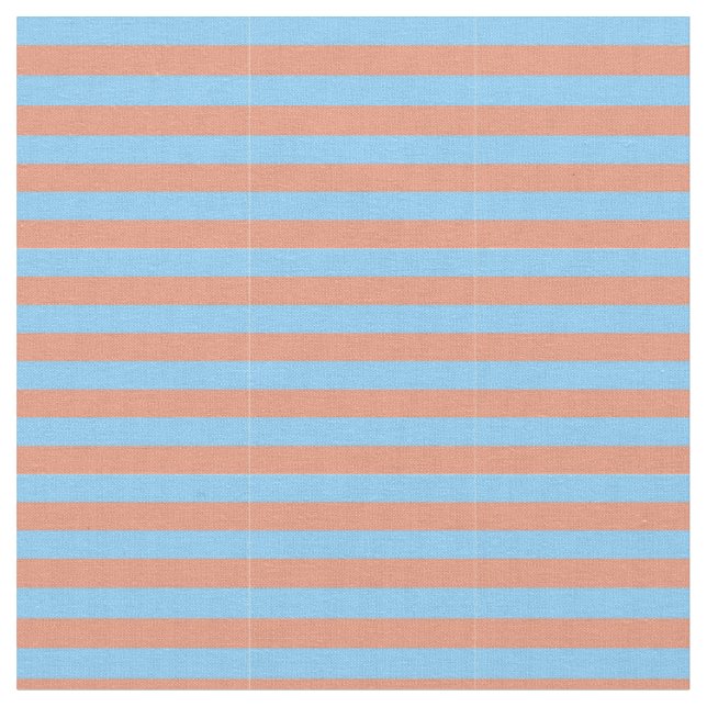 Tissu Ciel clair Bleu et Saumon foncé rayures (Fermer)