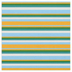 Tissu Ciel clair bleu, orange, vert foncé, Turquoise & b