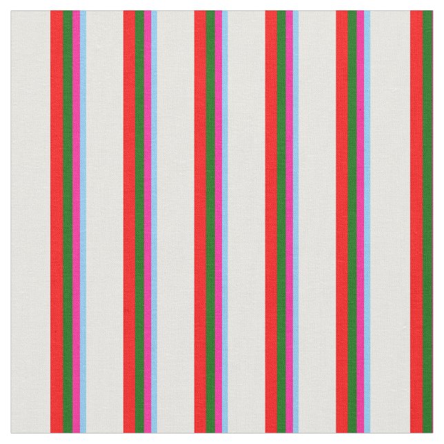 Tissu Ciel clair bleu, rose, vert foncé, crème rouge et  (Fermer)