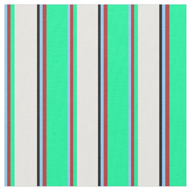 Tissu Ciel clair bleu, rouge, vert, blanc et noir (Fermer)