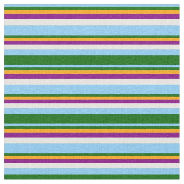Tissu Ciel clair bleu, vert, orange, violet et crème à l (Fermer)
