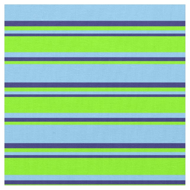 Tissu Ciel clair, Chartreuse et Lignes Bleues Minuit (Fermer)