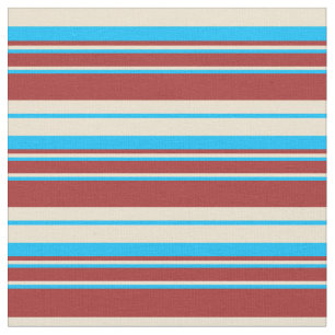 Tissu Ciel profond bleu, beige et Motif Brown