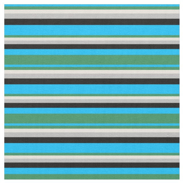 Tissu Ciel profond bleu, vert mer, beige, gris et noir (Fermer)