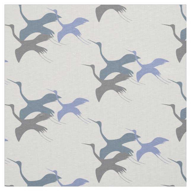 Tissu Ciels gracieux : Grue blanche bleue (Échantillon)