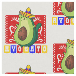 Tissu cinco de mayo chat avocat avogato kawaii mexique