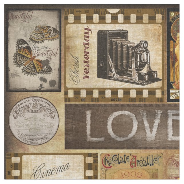 Tissu cinéma rétro Vintage, film brun, grunge, peinture (Fermer)