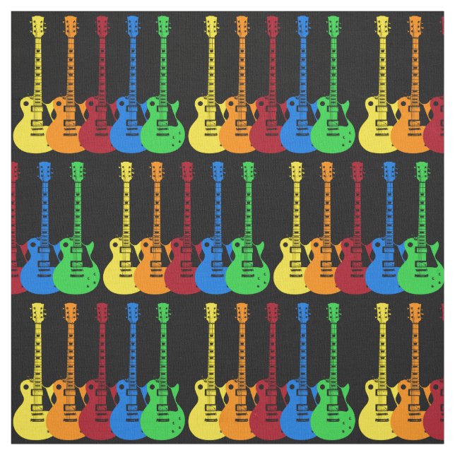 Tissu Cinq guitares électriques colorées  (Échantillon)
