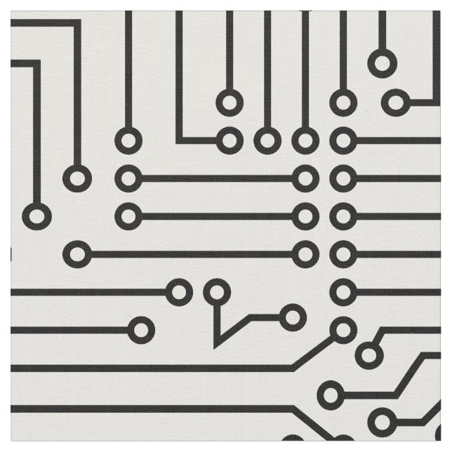 Tissu Circuits - noir sur le blanc (Fermer)
