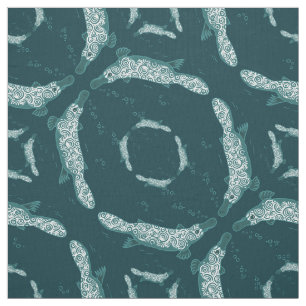 Tissu circulaire turquoise de motif de natation