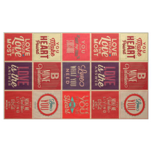 Tissu Citations d'amour rétro coloré Motif de courtepoin