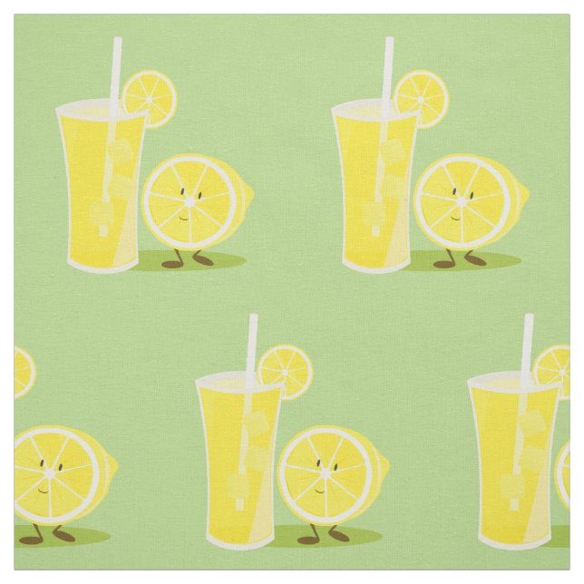 Tissu Citron de sourire et un verre de limonade (Échantillon)