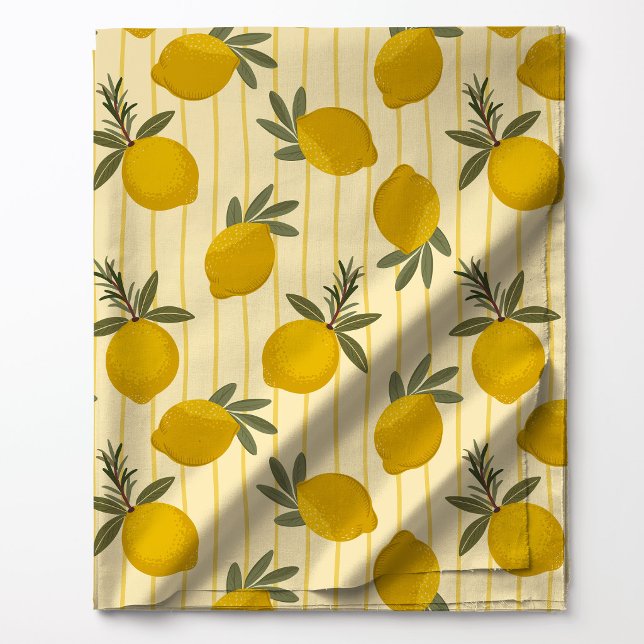 Tissu Citron rayé été botanique jaune citrus (Créateur téléchargé)