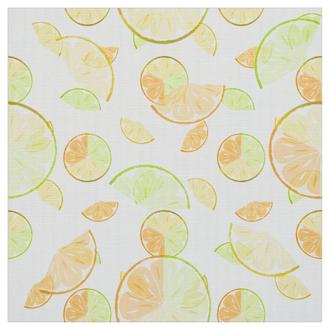 Tissu citron vert orange tranches fruits agrumes nature (Échantillon)