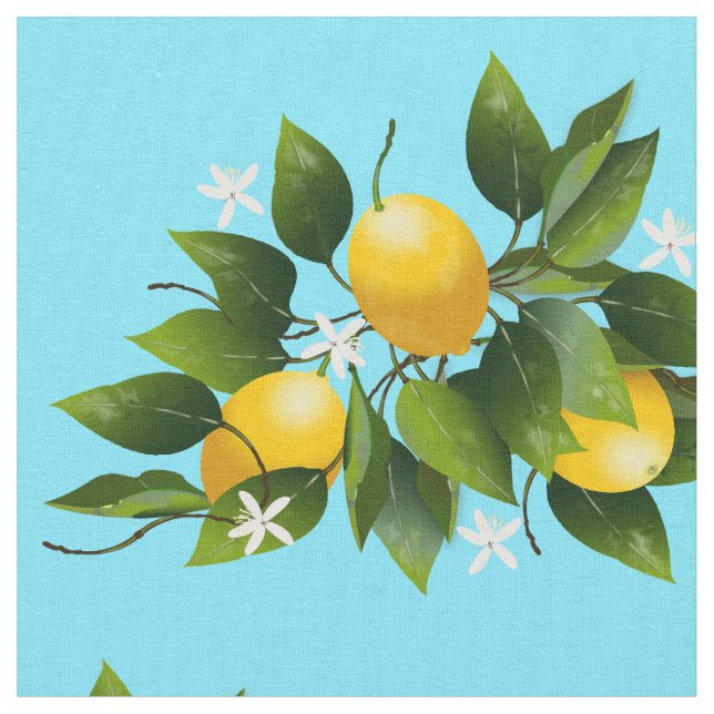 Tissu Citrons agrumes Fruits floraux (Fermer)