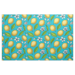 Tissu Citrons bleus