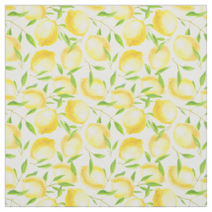 Tissu Citrons et motif feuille