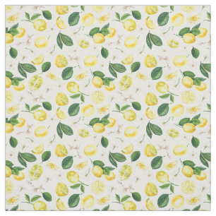 Tissu Citrons frais Fruits d'agrumes floraux Motif d'été