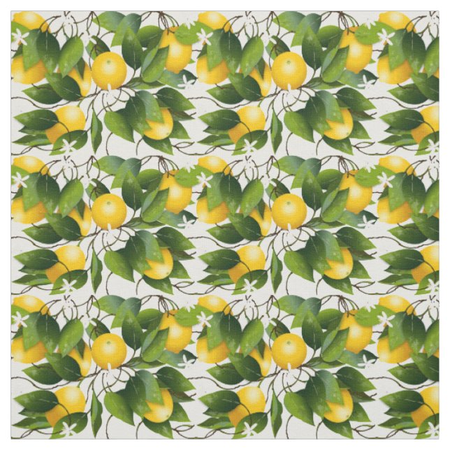 Tissu Citrons Fruit Citron Floral (Échantillon)
