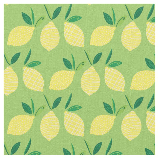 Tissu Citrons Fruits d'été mignons (Fermer)
