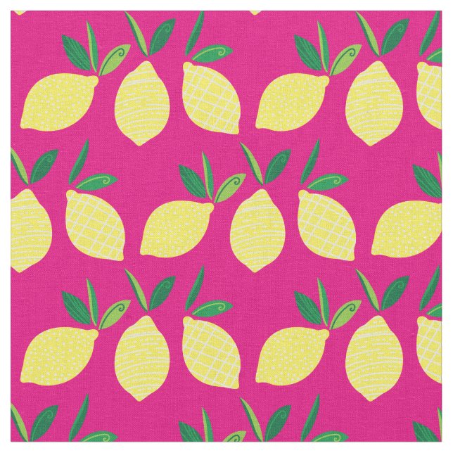 Tissu Citrons Fruits d'été mignons (Fermer)