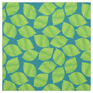 Tissu Citrons verts fruité sur fond bleu foncé à personn