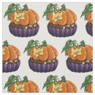 Tissu Citrouille Cupcake