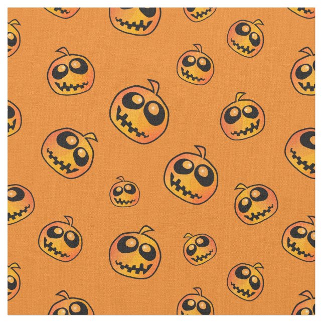 Tissu Citrouille Halloween Fun Face Motif (Fermer)