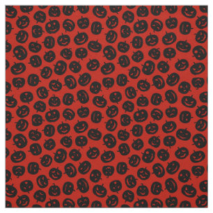 Tissu Citrouille rouge Joyeux Halloween moderne