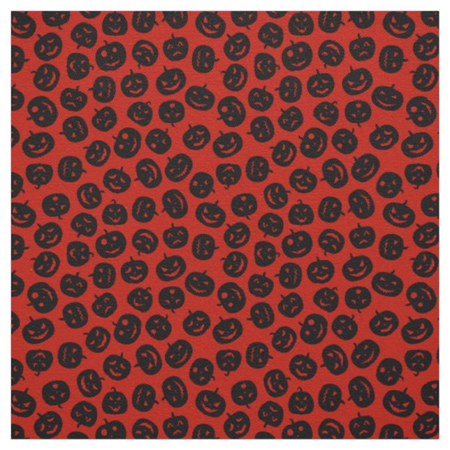 Tissu Citrouille rouge Joyeux Halloween moderne (Échantillon)