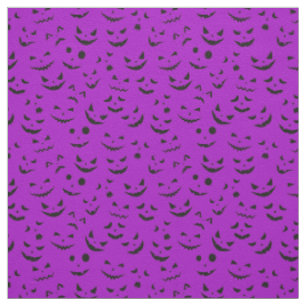 Tissu Citrouille violet sourire heureux Halloween modern