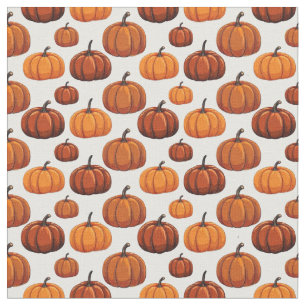 Tissu Citrouilles d'Halloween d'Orange - Motif d'automne