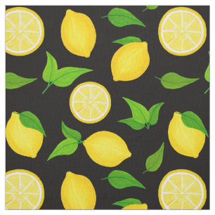 Tissu Citrus d'été Citrons jaunes Citrons verts Feuill