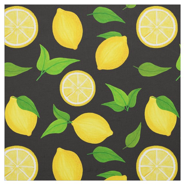 Tissu Citrus d'été Citrons jaunes Citrons verts Feuilles (Échantillon)
