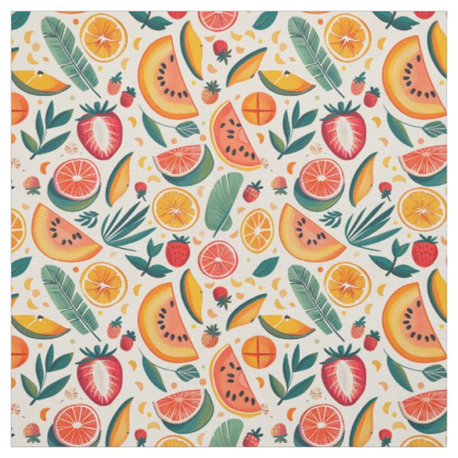 Tissu Citrus & Strawberry Design d'été (Échantillon)