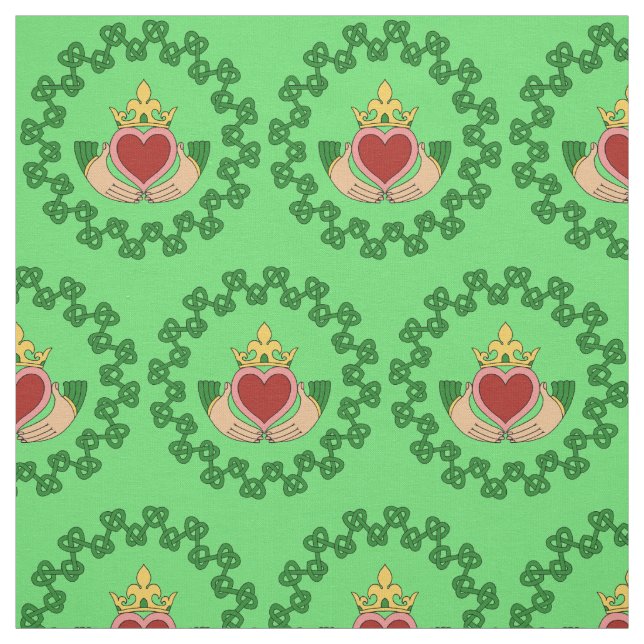 Tissu Claddagh et Knotwork vert (Échantillon)