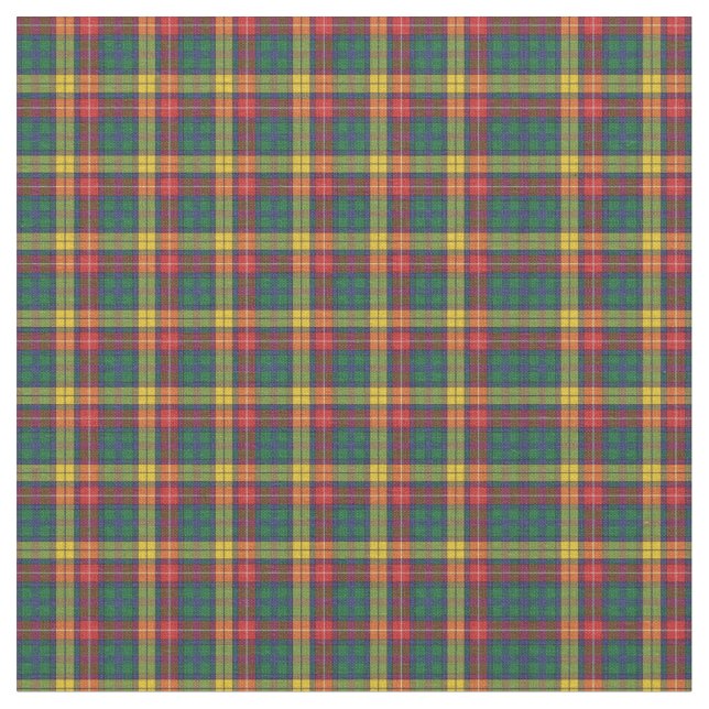 Tissu Clan écossais Buchanan Plaid rouge vert jaune (Fermer)