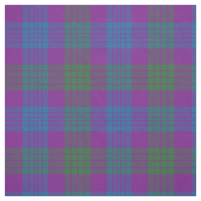 Tissu Clan Lang Tartan violet, vert et bleu plaid (Échantillon)
