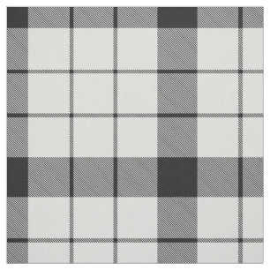 Tissu Clan MacFarlane Tartan noir et blanc