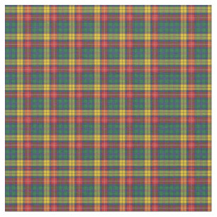 Tissu Clan Plaid Buchanan Tartan vert rouge jaune chèque