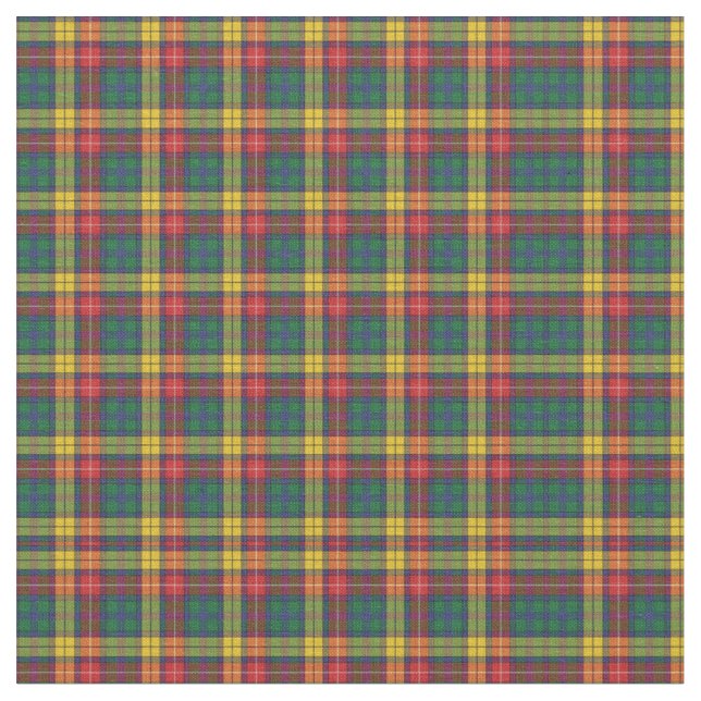 Tissu Clan Plaid Buchanan Tartan vert rouge jaune chèque (Fermer)