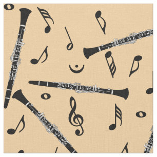 Tissu Clarinets Music Notes Motif
