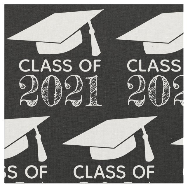 Tissu Classe de 2021 Bac de graduation Noir (Fermer)