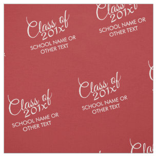 Tissu Classe de fin d'études rouge de l'année et du text
