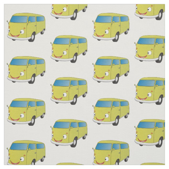 Tissu Classic lime green van cartoon (Échantillon)