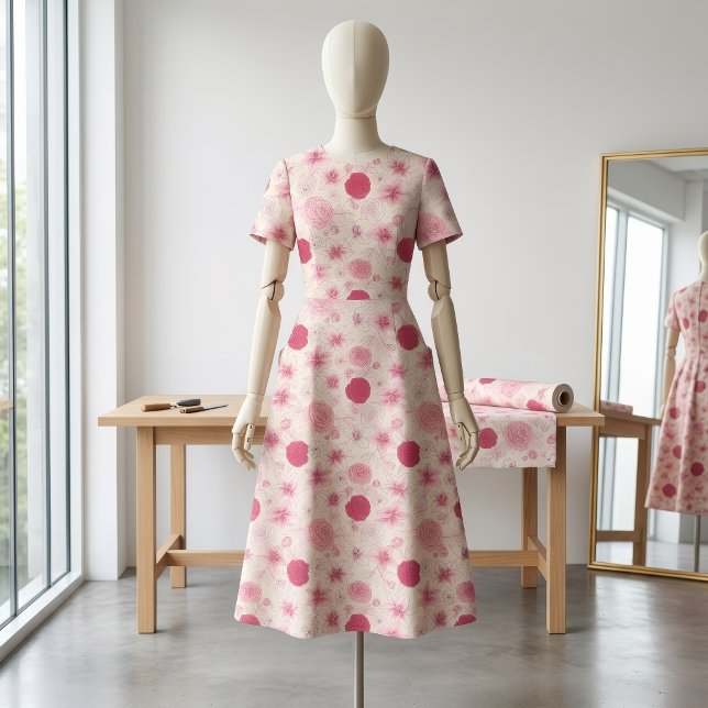 Tissu Classique à Imprimé Floral Rose (Créateur téléchargé)