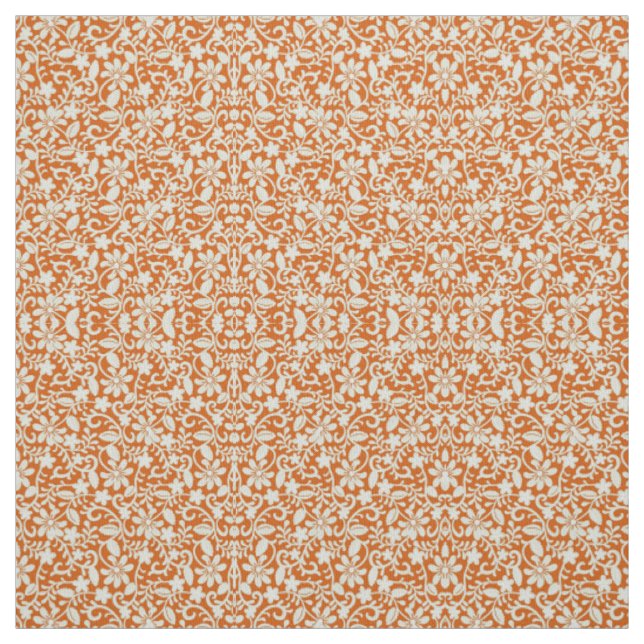 Tissu Classy Floral Damask Burnt Orange Motif (Échantillon)